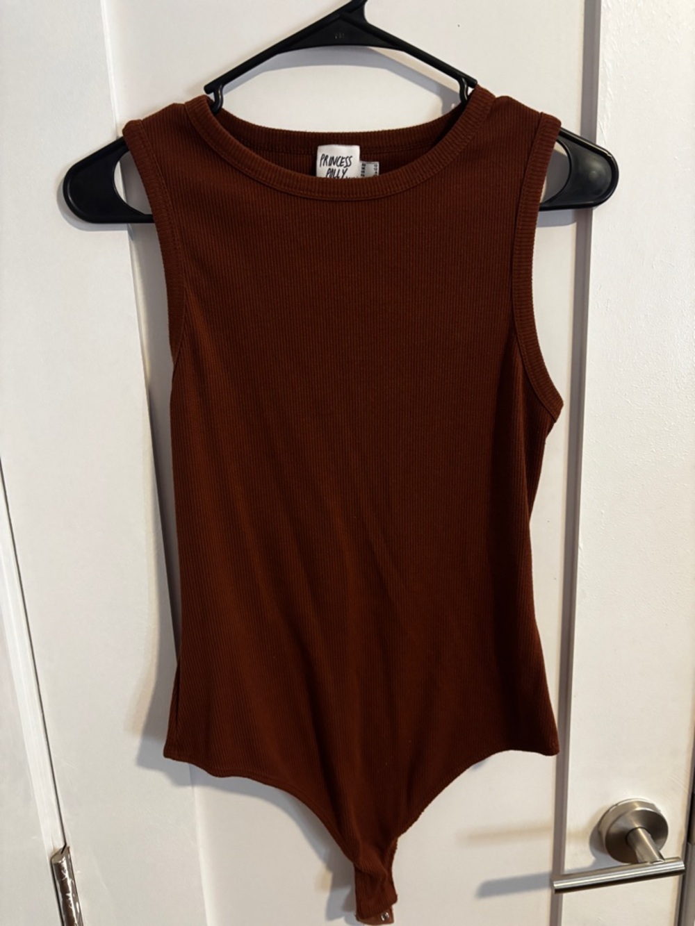 Princess Polly Brown Ribbed Sleeveless Bodysuit